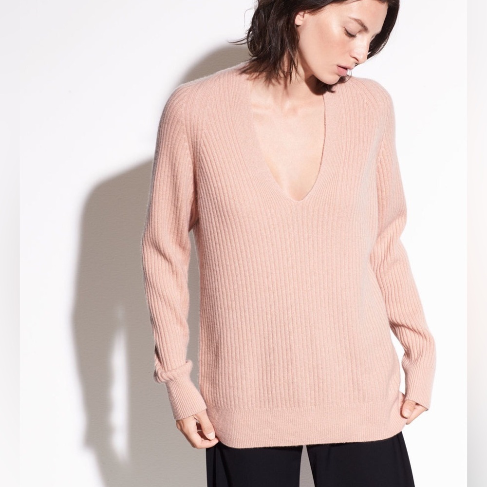 Vince Wool Cashmere Blend Raglan V Neck Sweater Large